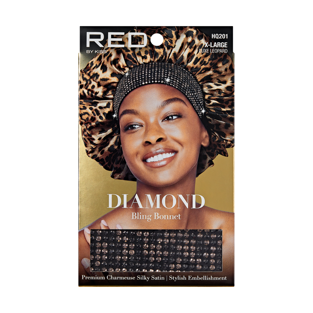 RED by KISS Diamond Bling Satin Bonnet - Super Jumbo / Black Zebra official pack