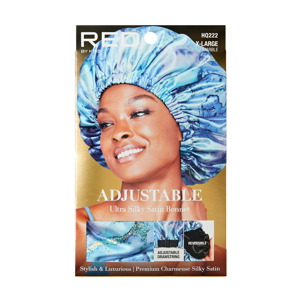 RED by KISS Reversible Silky Satin Adjustable Bonnet - XL / BLACK/MARBLE official pack