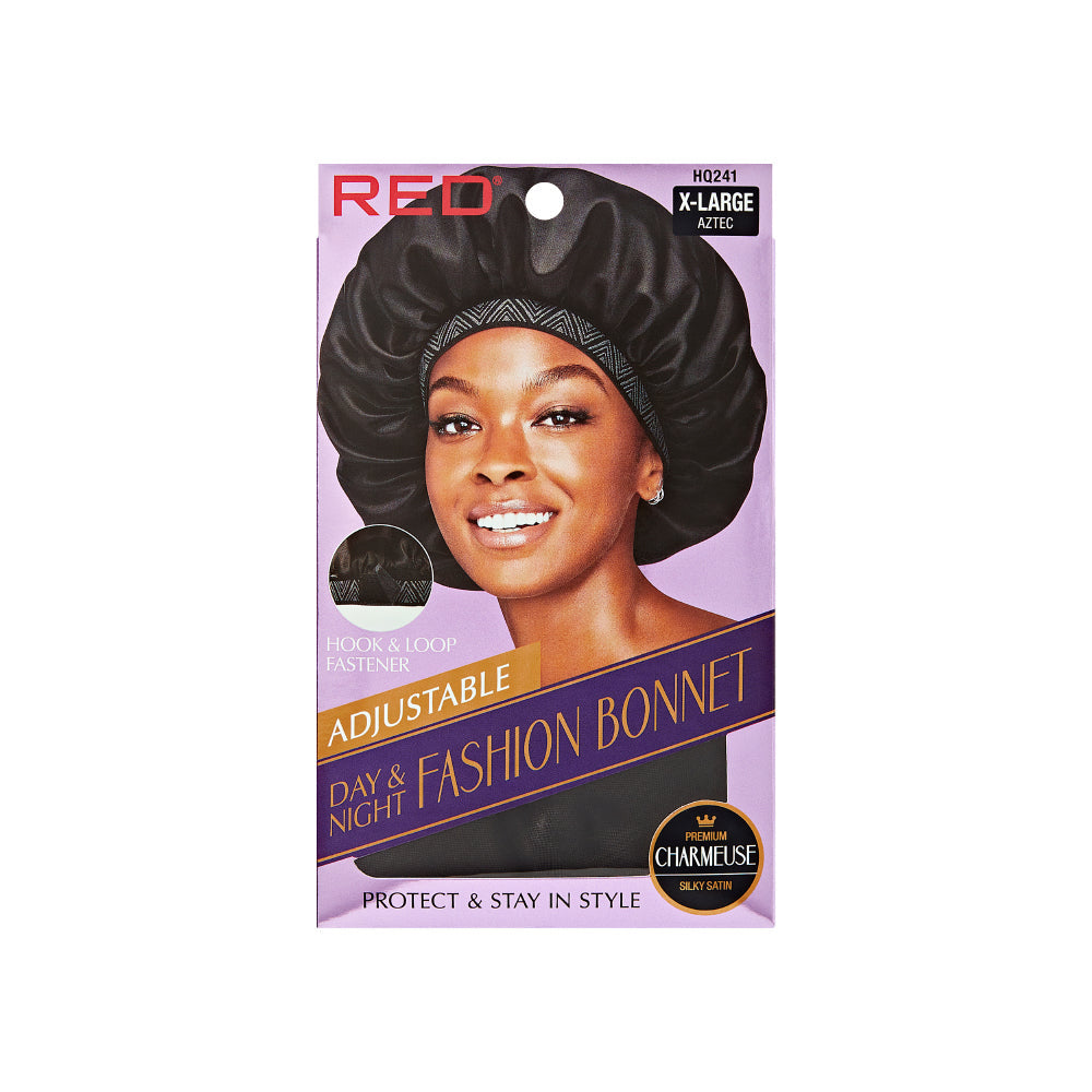 RED by KISS Adjustable Fashion Hair Bonnet for Day & Night Hair Protection official pack