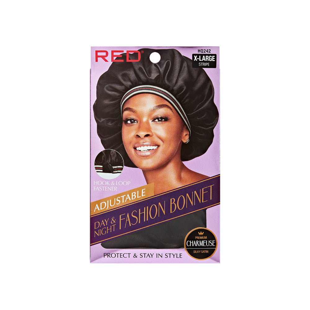 RED by KISS Adjustable Fashion Hair Bonnet for Day & Night Hair Protection official pack