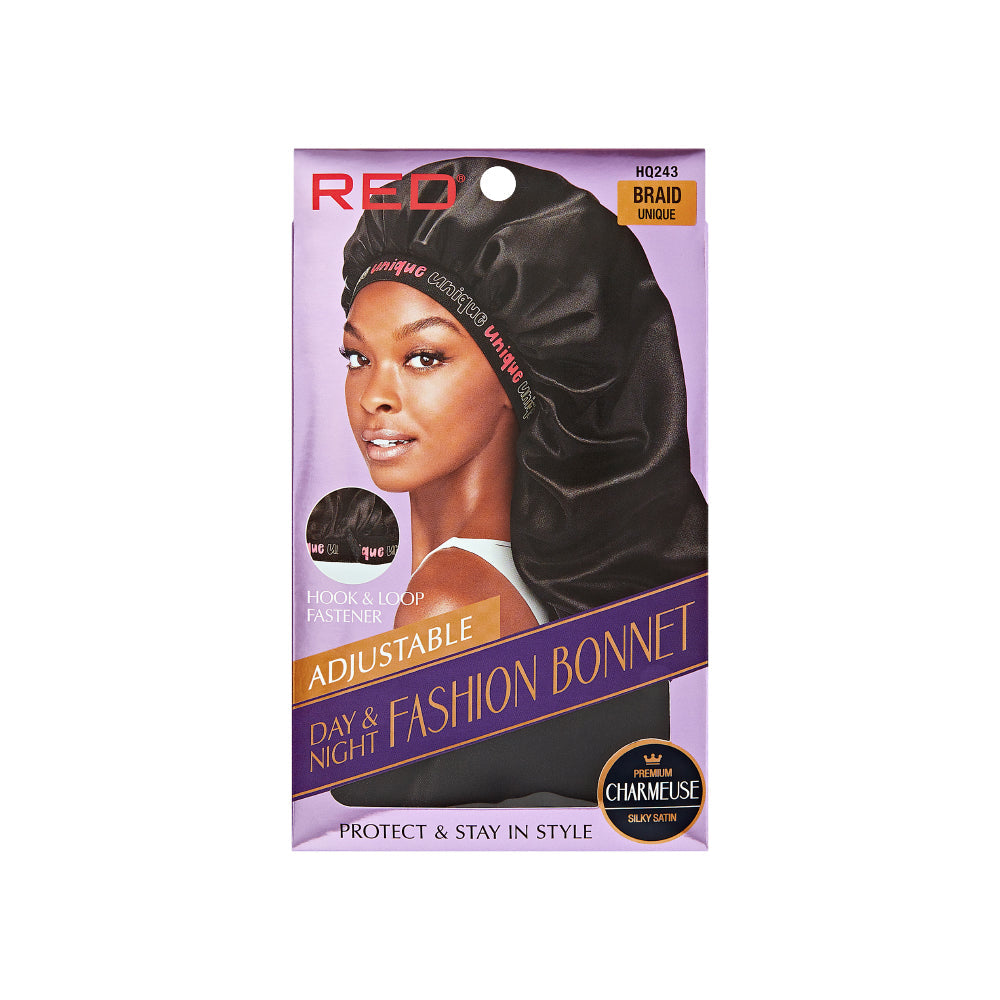 RED by KISS Adjustable Fashion Hair Bonnet for Day & Night Hair Protection official pack