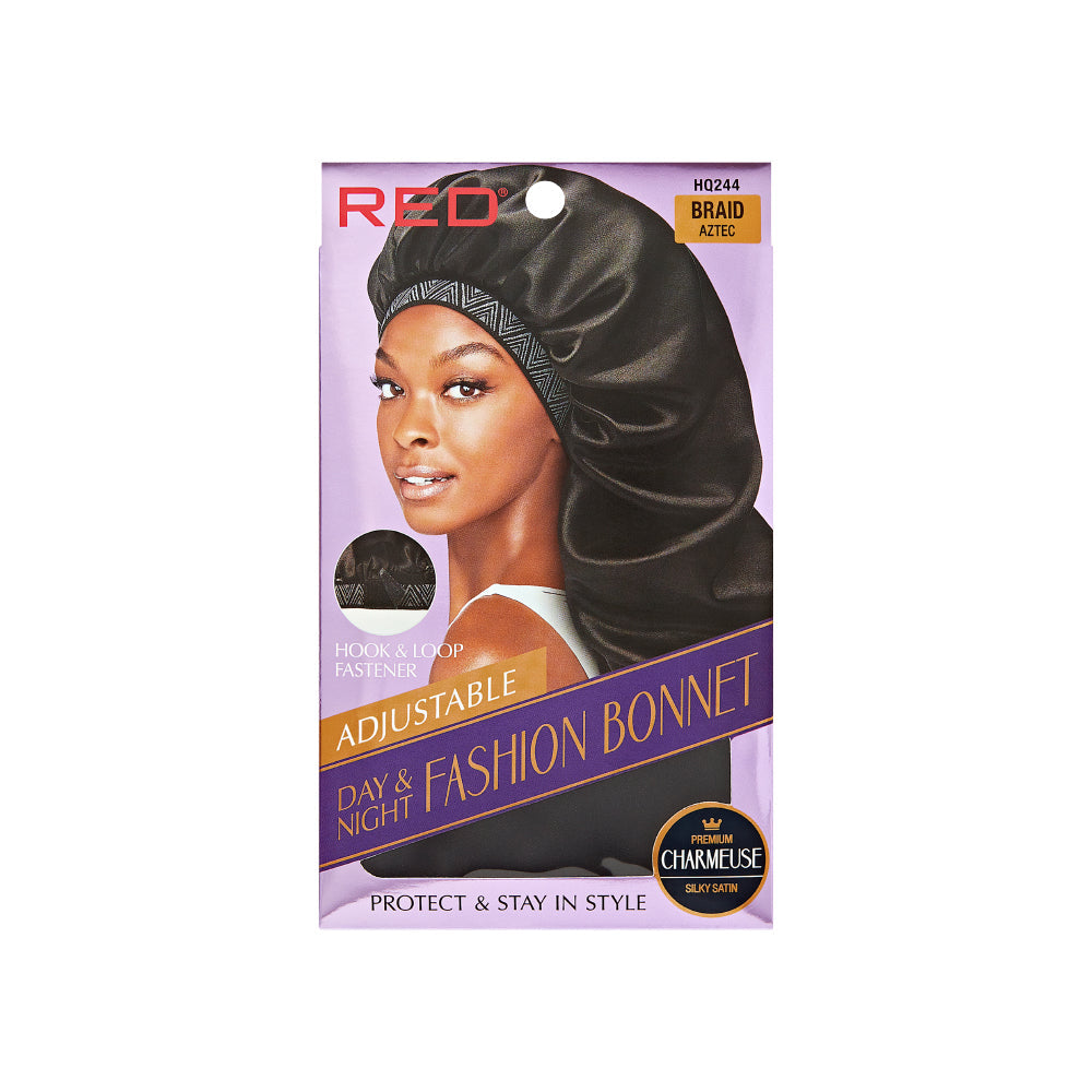 RED by KISS Adjustable Fashion Hair Bonnet for Day & Night Hair Protection official pack
