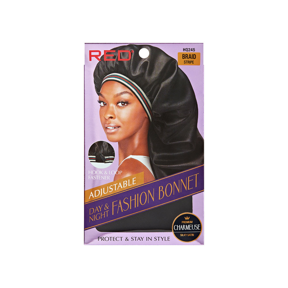 RED by KISS Adjustable Fashion Hair Bonnet for Day & Night Hair Protection official pack