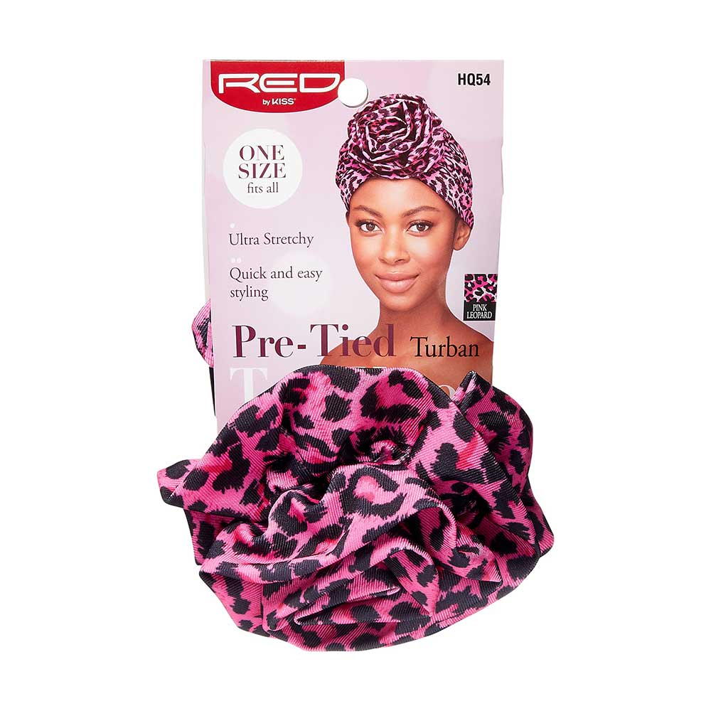 RED by KISS Top Knot Turban - Pink Leopard official pack