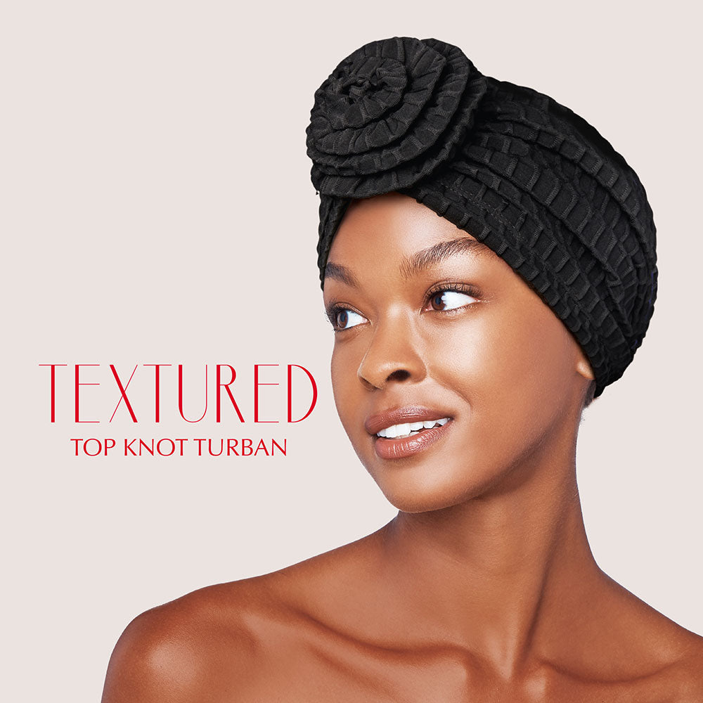 RED by KISS Textured Top Knot Turban - Black official pack