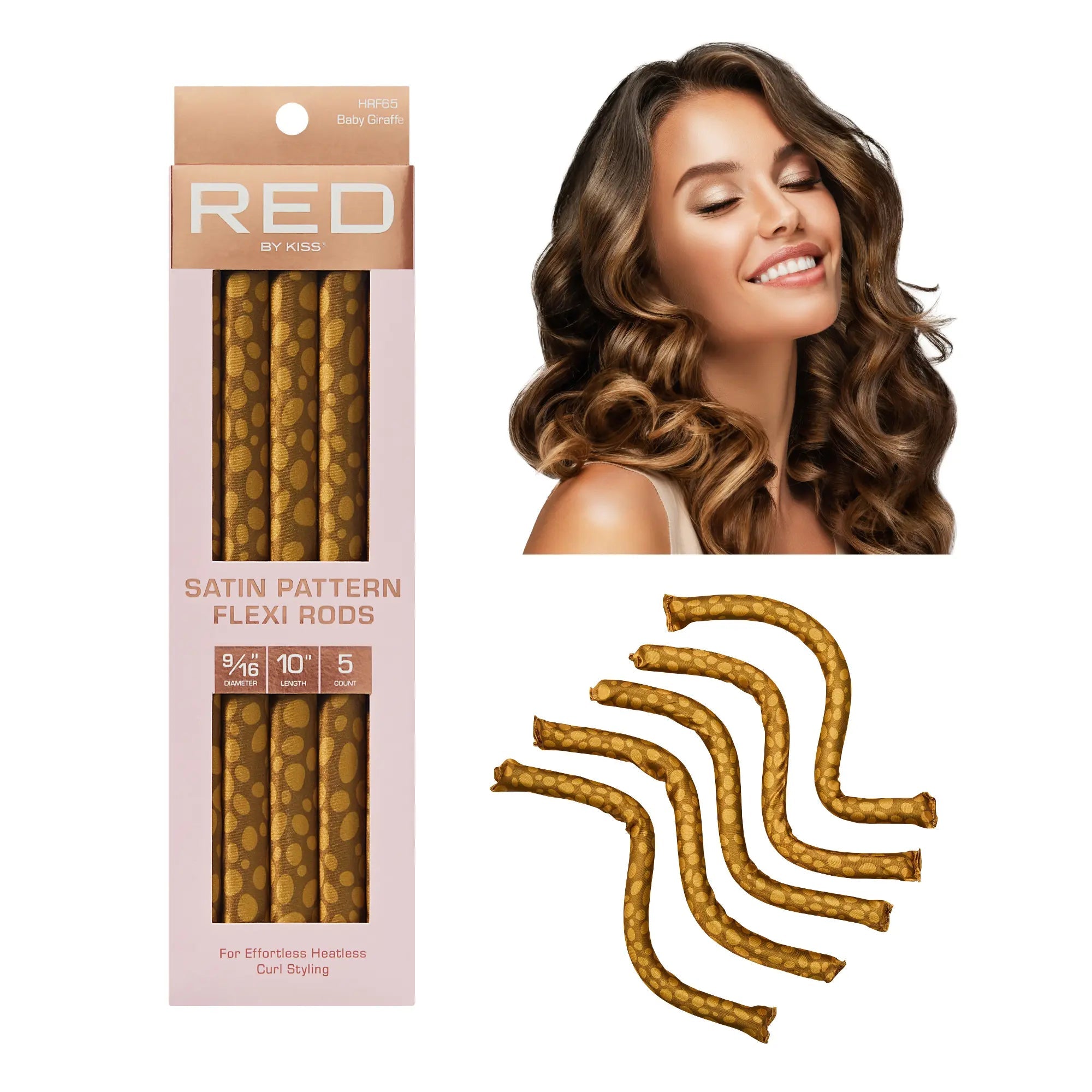RED by KISS Animal Print Heatless Curling Silky Satin Flexi Rods official pack