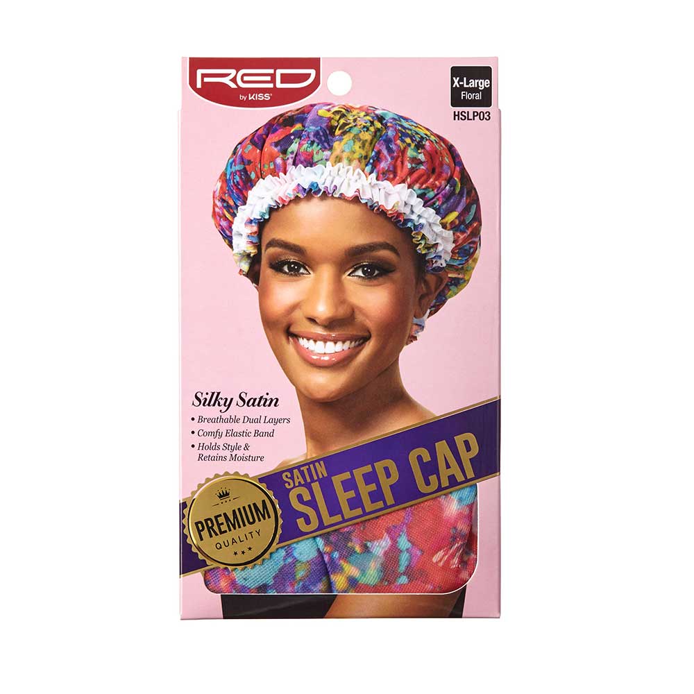 RED by KISS Premium Silky Satin Sleep Cap - Floral / X-Large official pack