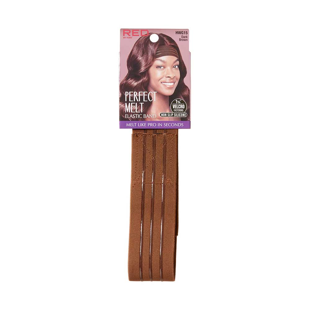 RED by KISS Premium Elastic Wig Band with Silicone - Wide / Dark Brown official pack