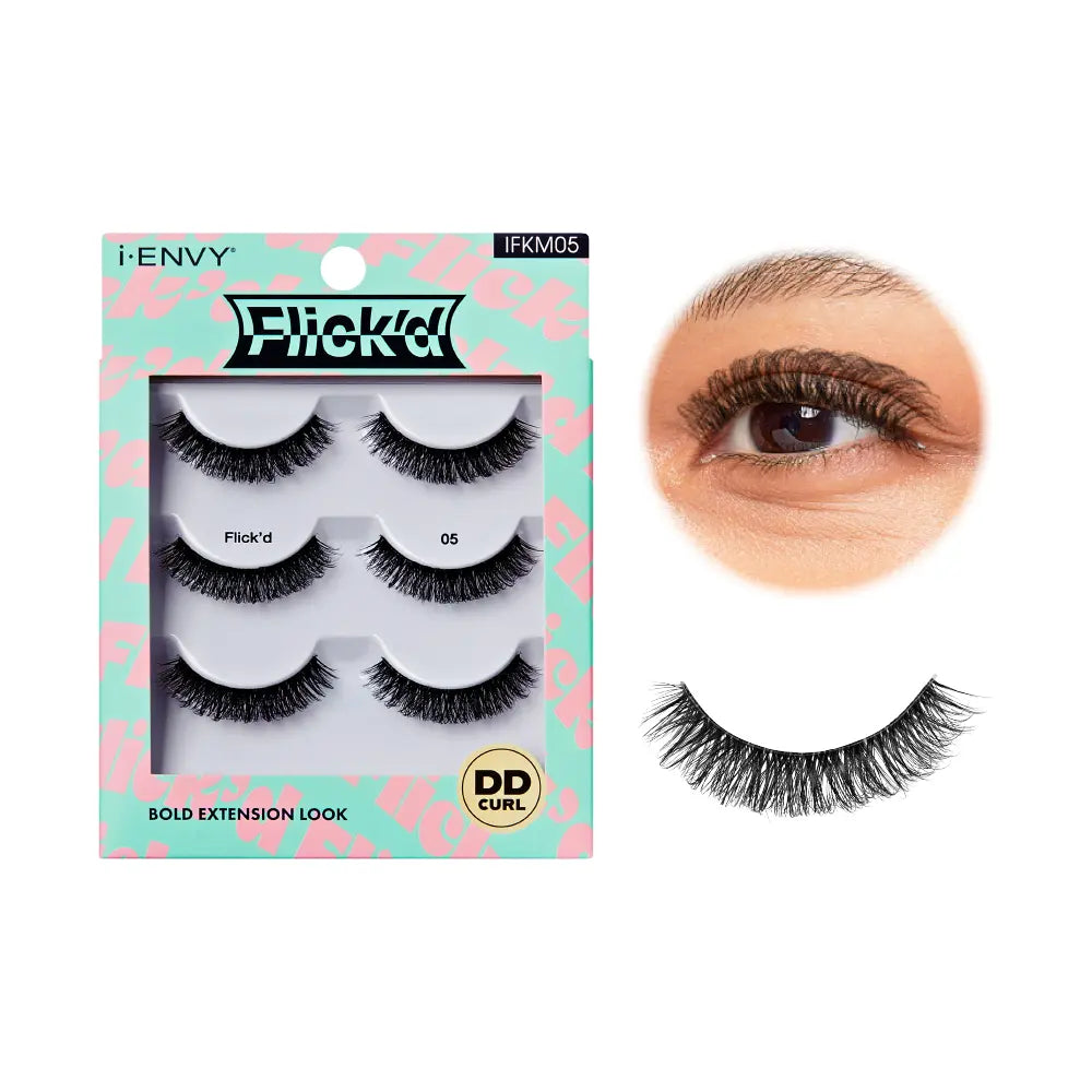 I-ENVY Flick’d LD & DD Curl Strip Lashes – 3 Pairs Fluffy Wispy Multi Pack official pack