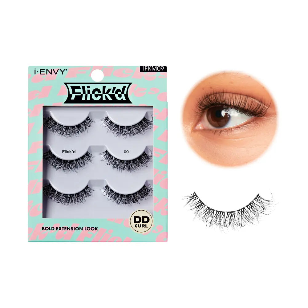 I-ENVY Flick’d LD & DD Curl Strip Lashes – 3 Pairs Fluffy Wispy Multi Pack official pack