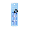 IMC503Y0_main "A single, rectangular-shaped nail painted in a glossy, light blue color. The surface of the nail is smooth and shiny, reflecting light, which enhances its glossy appearance. The edges of the nail are rounded, giving it a neat and polished look."