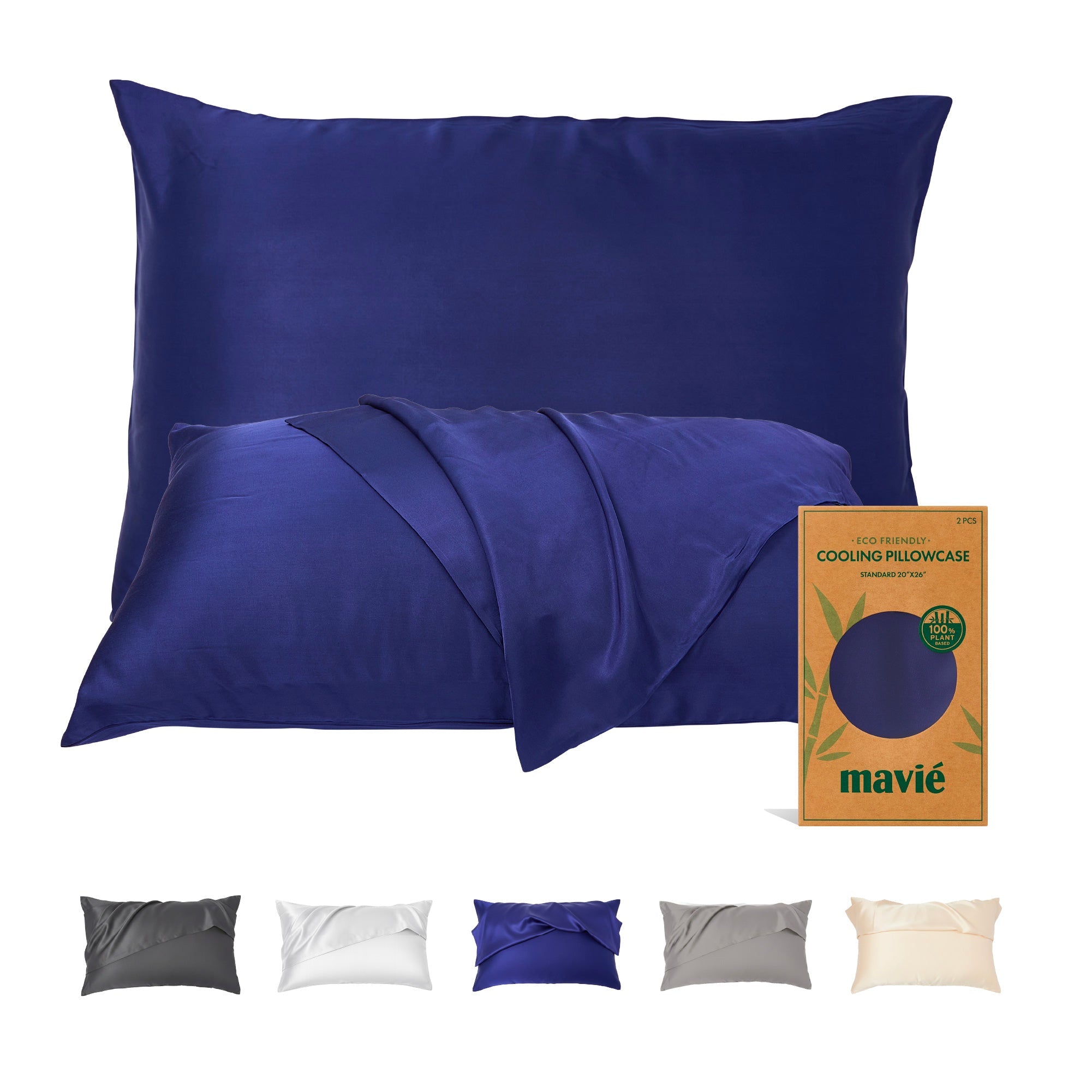 Mavié Plant-Derived Cooling Viscose Pillowcases (Set of 2) – Moisture-Wicking & Hair Protection official pack