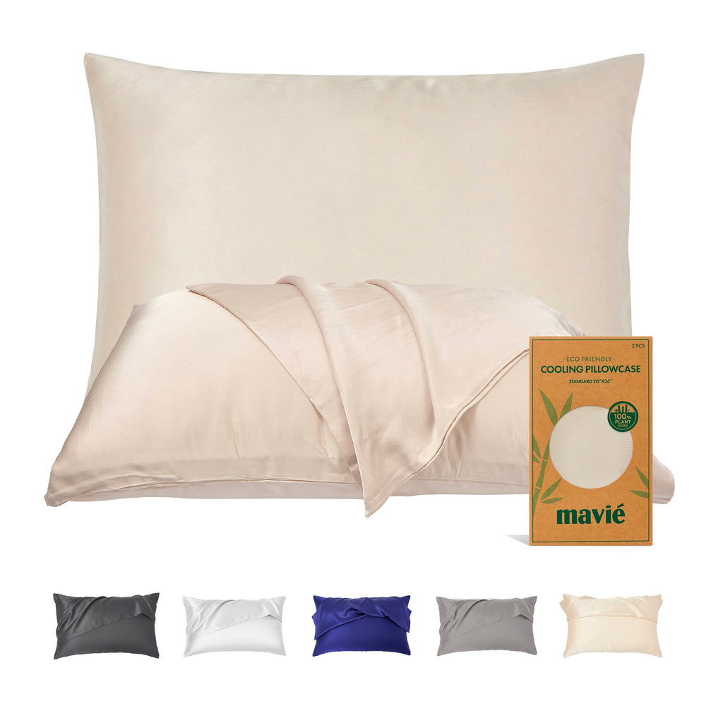 Mavié Plant-Derived Cooling Viscose Pillowcases (Set of 2) – Moisture-Wicking & Hair Protection official pack