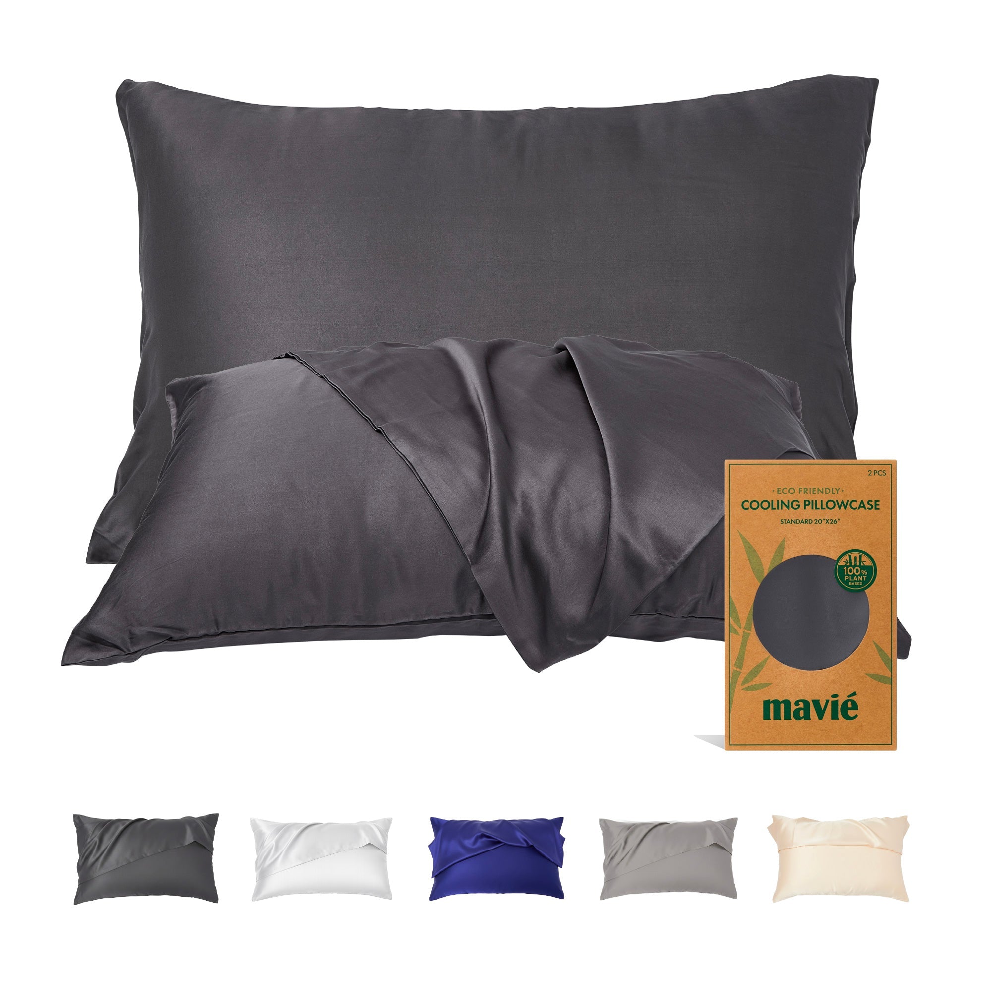 Mavié Plant-Derived Cooling Viscose Pillowcases (Set of 2) – Moisture-Wicking & Hair Protection official pack