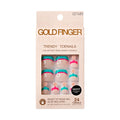 Gold Finger Press On Toenails for Wide Fit 24 Trendy Gel Toe Nails with Glue - Entertain official pack