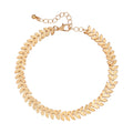Arria 14K Gold Plated 8mm Laurel Leaves Chain Anklet - GOLD CHAIN ANKLET, LAUREL 8MM official pack