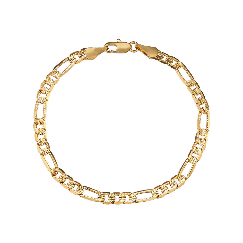 JB109_main "A 14kt gold-plated bracelet displayed on a white card. The card is labeled "arria by Kiss" and includes the product code "JB109." The bracelet has a delicate, intricate design and is highlighted as being lead and nickel-free, indicating it is 