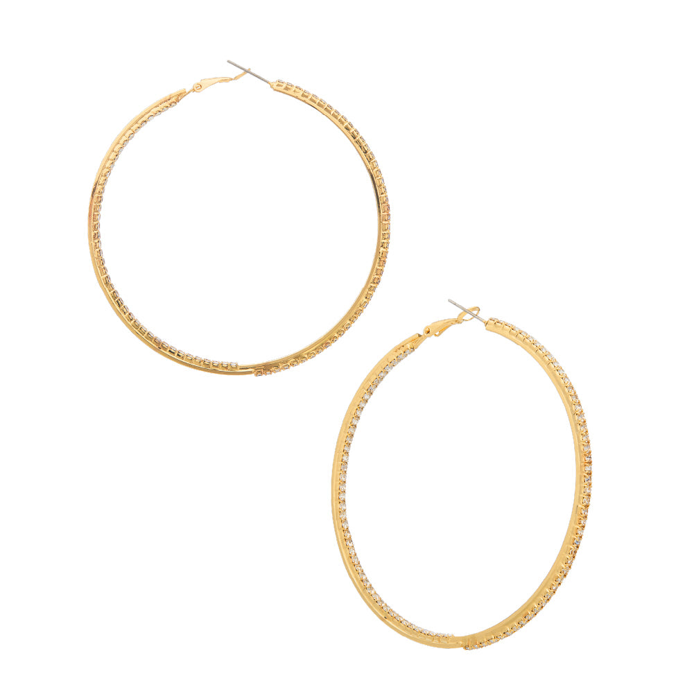 Arria Gold Inside-Out Stone Hoop Pincatch Earrings 30mm official pack