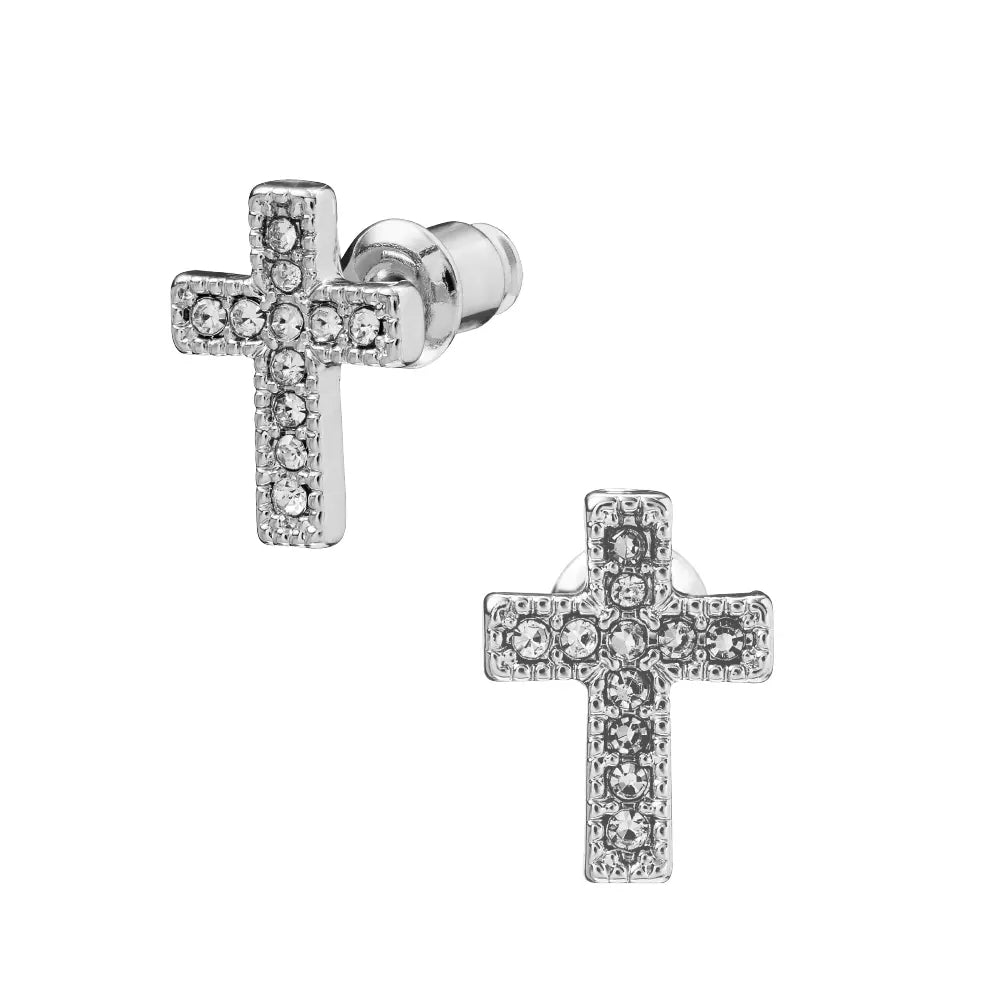 Arria Cross Stud Earrings in Gold & White Gold Tone – 9×12mm official pack