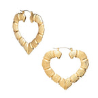 Arria Gold & White Gold Tone Bamboo Heart Hoop Earrings – 58mm official pack