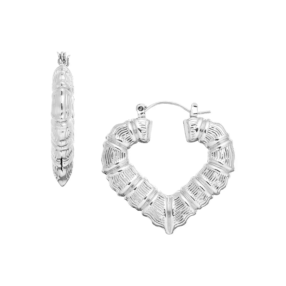 Arria Bamboo Heart Hoop Earrings in Gold Tone – 33mm official pack
