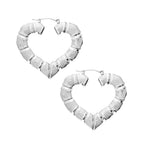 Arria Gold & White Gold Tone Bamboo Heart Hoop Earrings – 58mm official pack