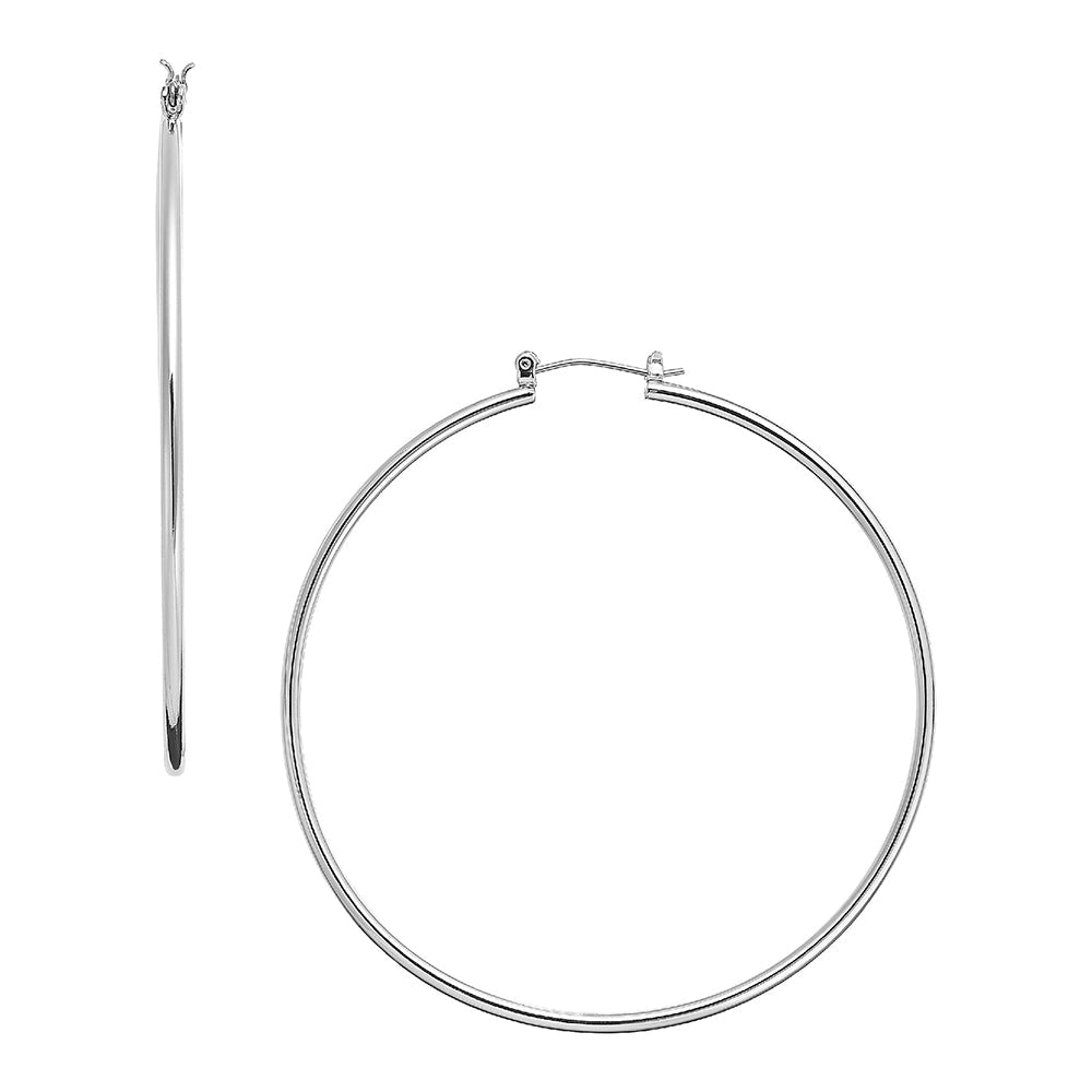 RED by KISS Gold / Silver Plated Pincatch Hoop Earrings - 70 mm / Silver official pack