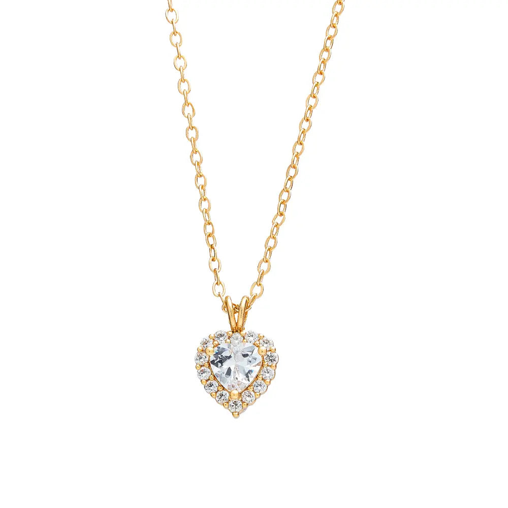 Arria 18K Gold Plated Cubic Zirconia Heart Pendant Necklace