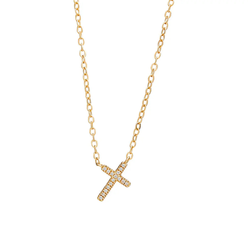Arria Cubic Zirconia Cross Pendant Necklace — 18K Gold & White Gold Plated official pack