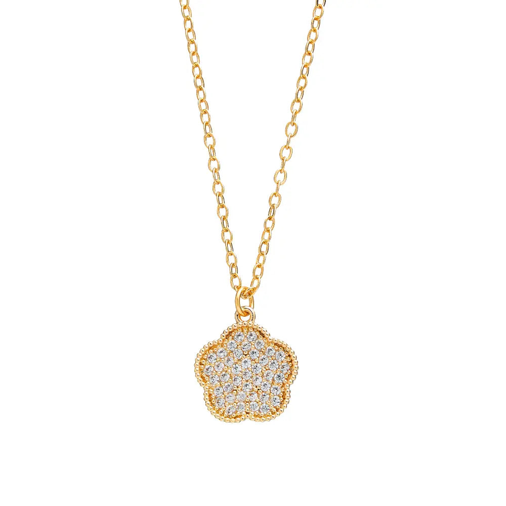 Arria Cubic Zirconia Flower Pendant Necklace — 18K Gold & White Gold Plated official pack