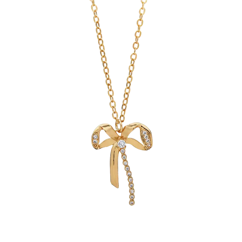 JN018_main "A product display card for a necklace branded as "arria by KISS." The necklace is described as a premium 18K gold-plated piece adorned with cubic zirconia. It is made in Korea and is labeled as lead and nickel-free. The design of the necklace 