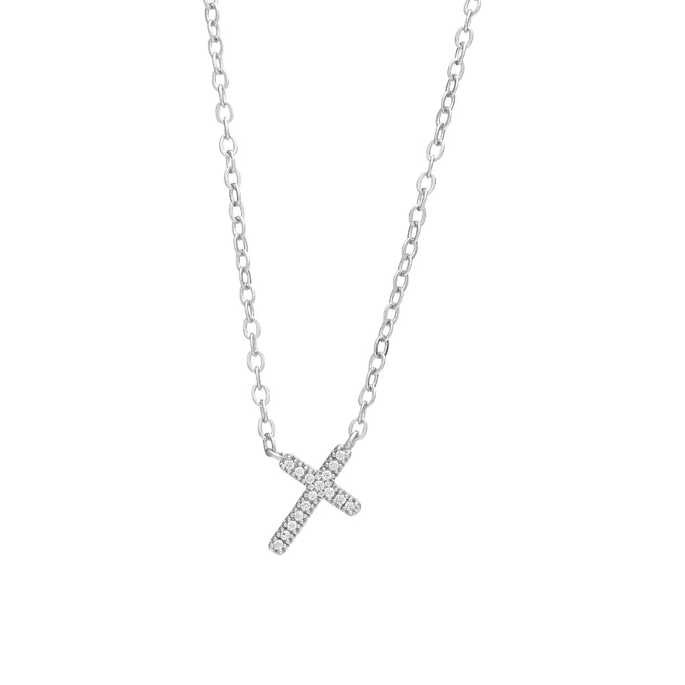Arria Cubic Zirconia Cross Pendant Necklace — 18K Gold & White Gold Plated official pack