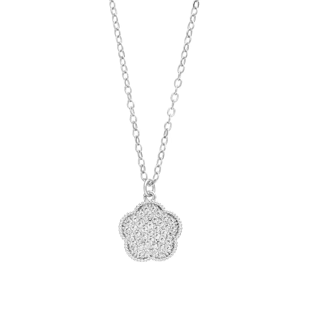 Arria Cubic Zirconia Flower Pendant Necklace — 18K Gold & White Gold Plated official pack