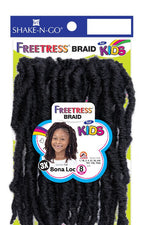 Freetress Shake N Go Equal 3X Kids-Bona Loc 8" — official pack photo (KKSBL_PKG.jpg) from snghair.com