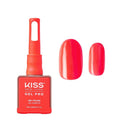 KNGP025_main "A bottle of KISS New York Gel Pro nail polish. The bottle is predominantly red and has a rectangular shape with a long, narrow cap that has a looped handle at the top. The front of the bottle features text in white, providing usage instructi