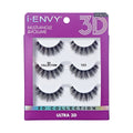 I-ENVY 3D Strip Lashes, 3 Pairs Fluffy & Wispy Volume False Eyelashes with Clear Band official pack