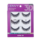 I-ENVY 3D Strip Lashes, 3 Pairs Fluffy & Wispy Volume False Eyelashes with Clear Band official pack