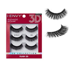 I-ENVY 3D Strip Lashes, 3 Pairs Fluffy & Wispy Volume False Eyelashes with Clear Band official pack