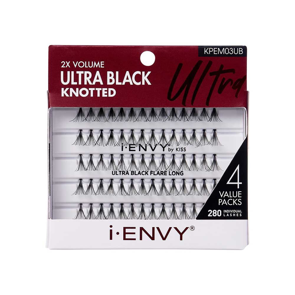 Kiss KPEM03UB Ultra Black Knotted Individual Lashes — official pack KPEM03UB from ivyusa.com