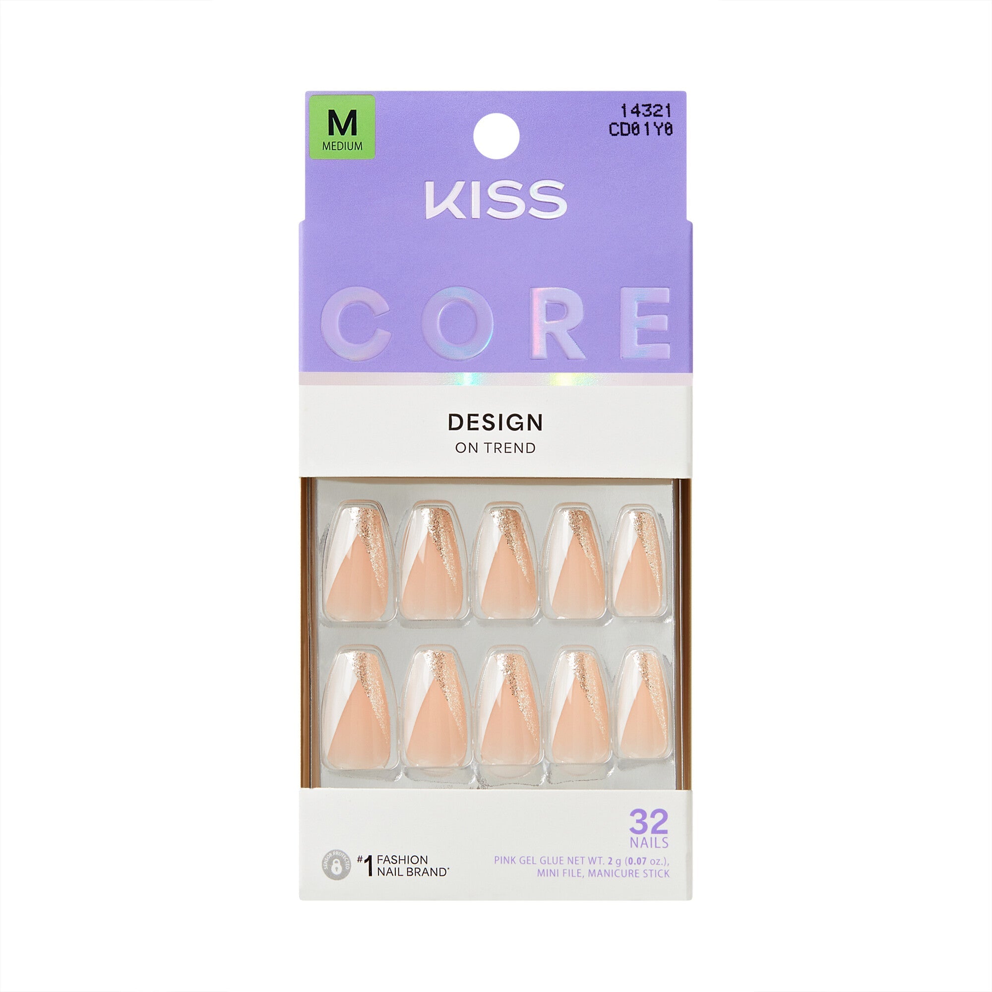 KISS CORE Collection Design Glue-On Nails – Photobomb - Kiss Nails - Photobomb official pack