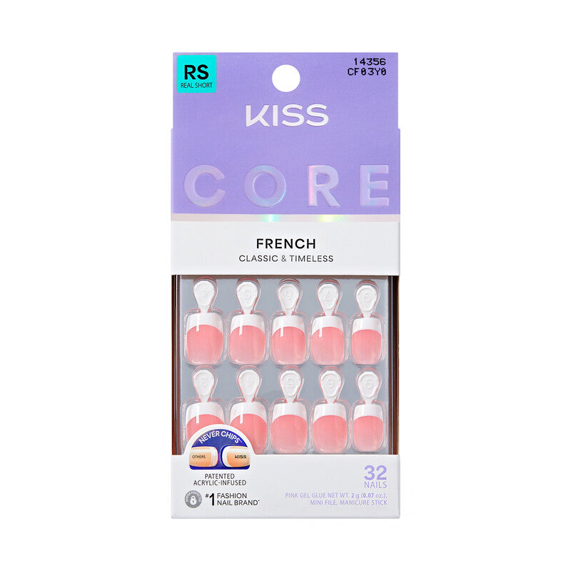 KISS Core White French Glue-On Nails - Multiple Lengths - Staycation official pack