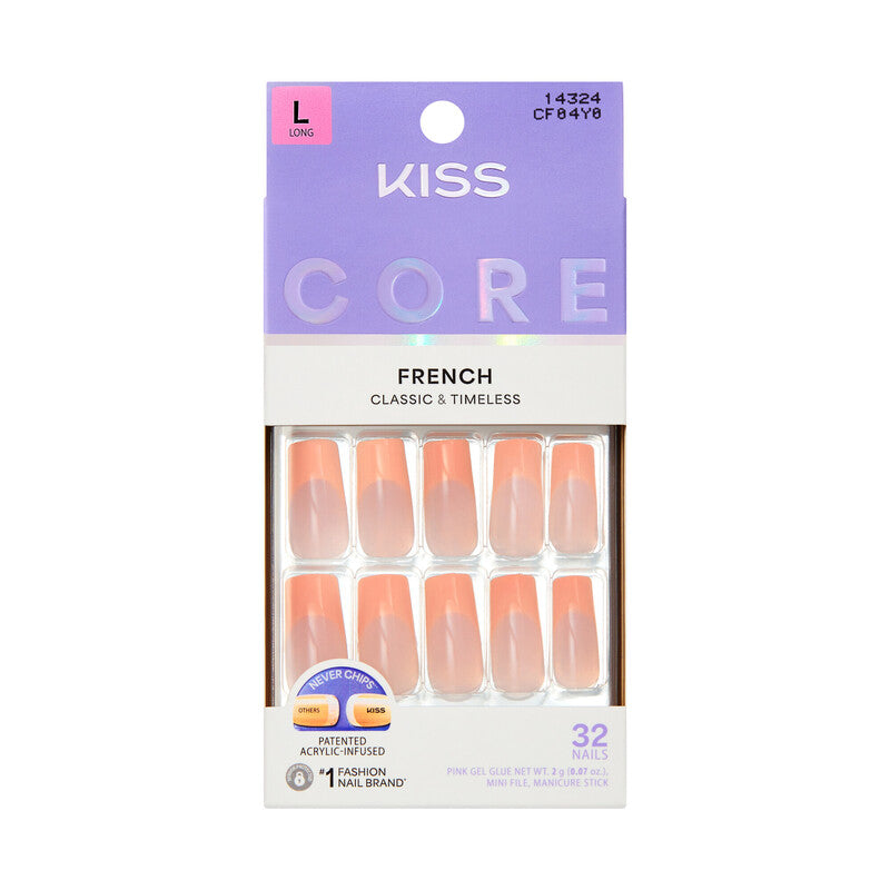 KISS Core Colored French Glue-On Nails - Multiple Styles, Colors & Lengths - Fast Fashion (Blue Tip) - Almond / Long official pack