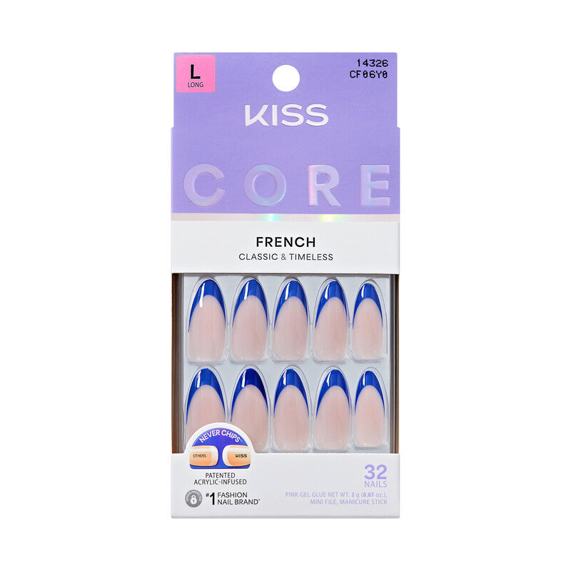 KISS Core Colored French Glue-On Nails - Multiple Styles, Colors & Lengths - Awesomesauce (Peach Tip) - Coffin / Long official pack