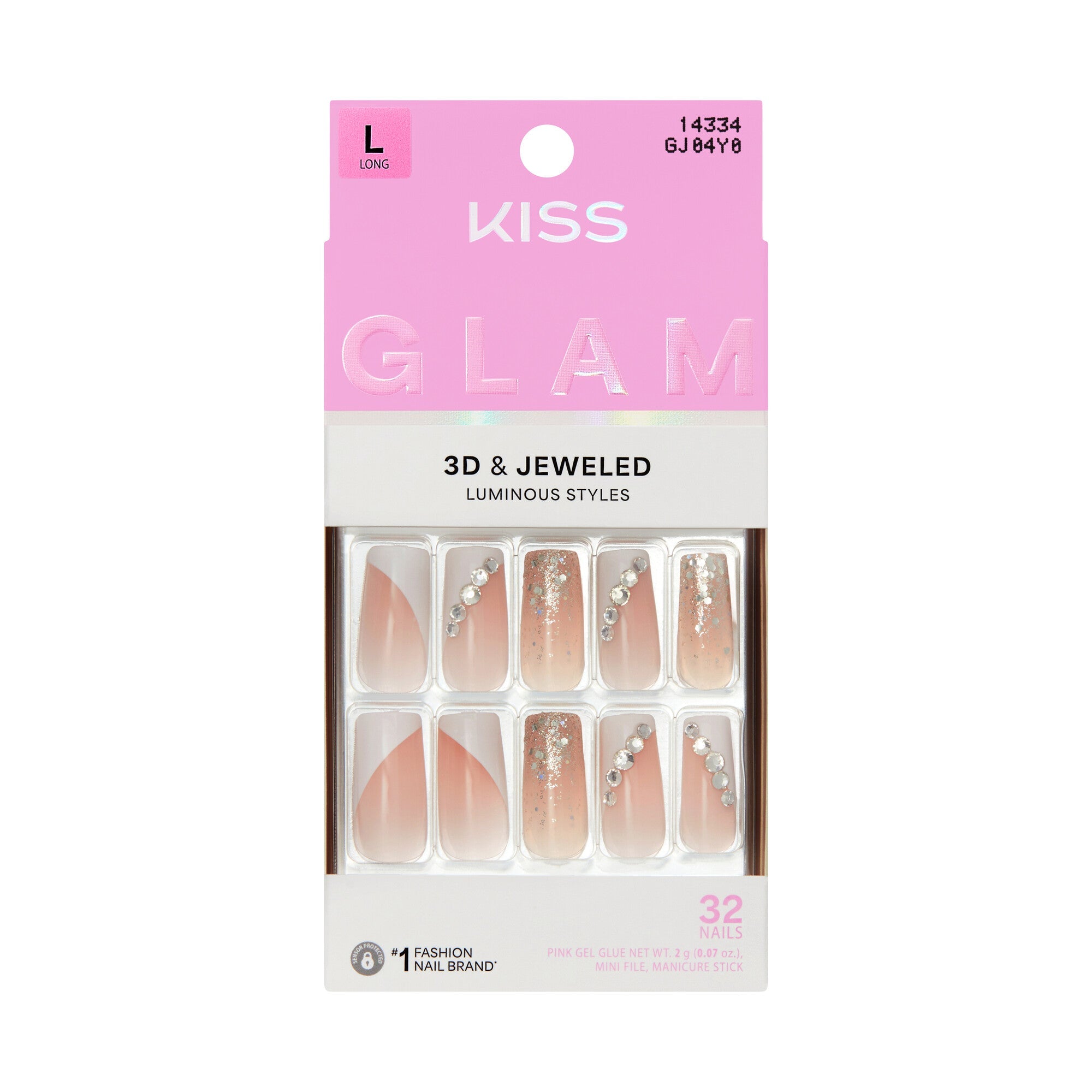 KISS GLAM Long Square Glue-On Nails - Fantasy Muse - Cray Cray official pack