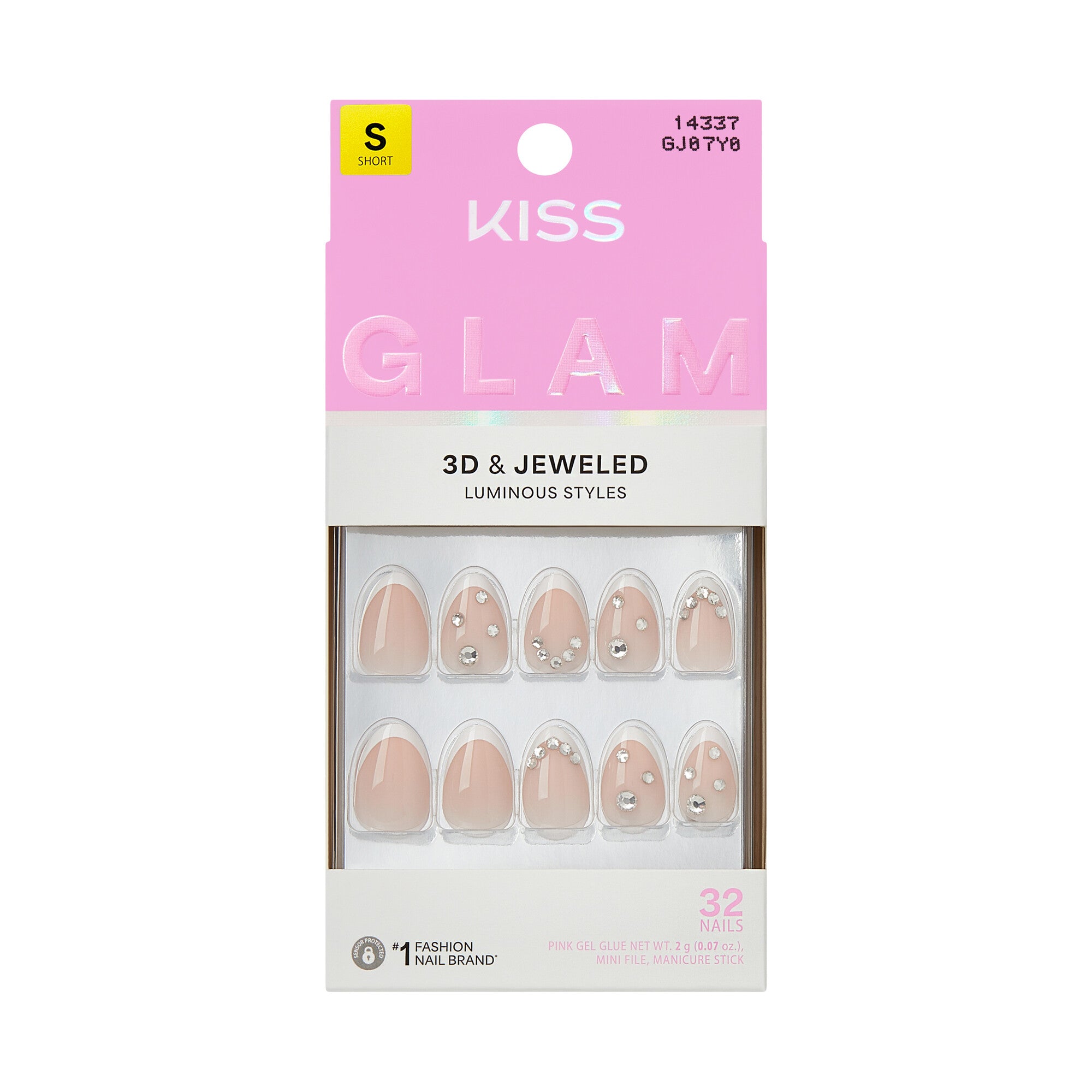 KISS GLAM Short Almond Glue-On Nails - Periodt - Kiss Nails - Periodt official pack