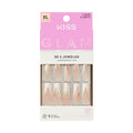 KISS GLAM XL Square Glue-On Nails – Nude, Pearl & Rhinestones - Rent Free official pack