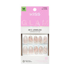 KISS GLAM Medium Oval Glue-On Nails – Nude & Metallic - So Slay official pack