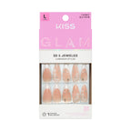 KISS GLAM Long Almond Glue-On Nails – Pinks, Nudes, & Bling - I Am Shook official pack