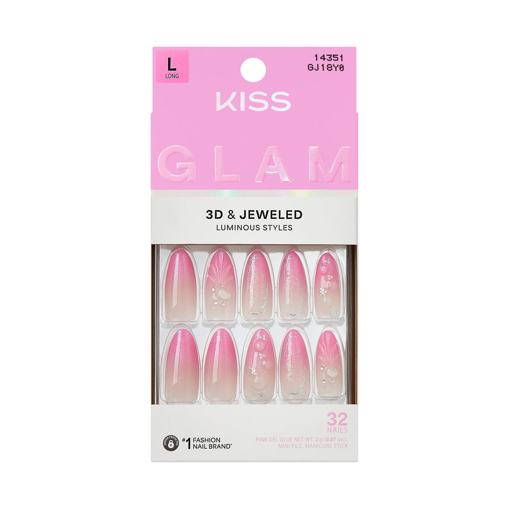 KISS GLAM Long Almond Glue-On Nails – Pinks, Nudes, & Bling - Latest News official pack