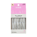 KISS GLAM XL Coffin Glue-On Nails – Chrome Sparkle - Up To Date official pack